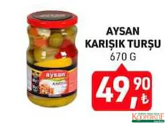 AYSAN KARIŞIK TURŞU 670 G fiyat ve kampanya bilgisi